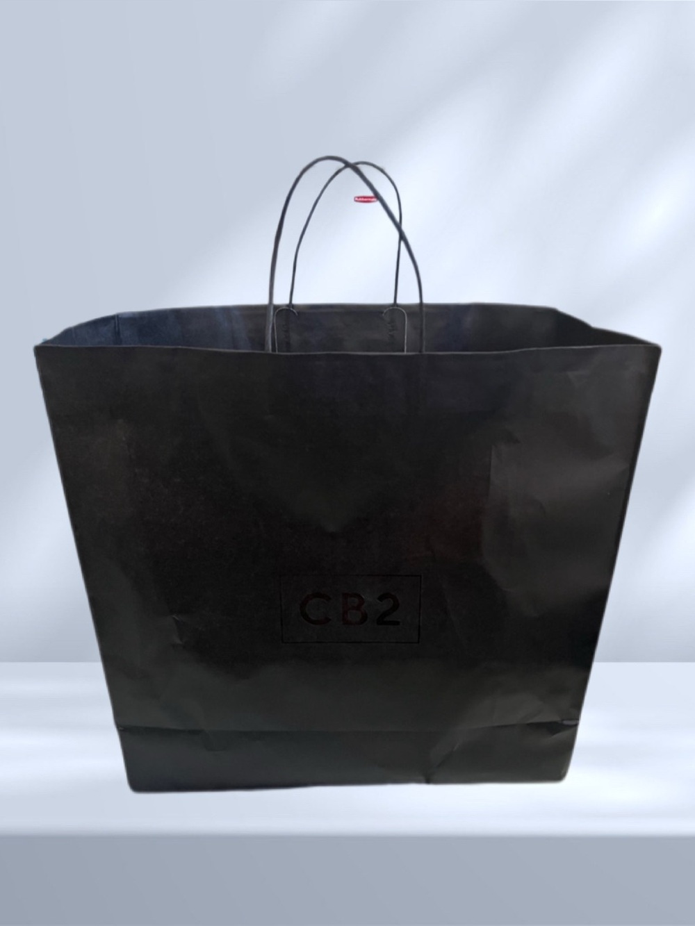 CB2 Black Paper Tote Bag with Twisted Handles
